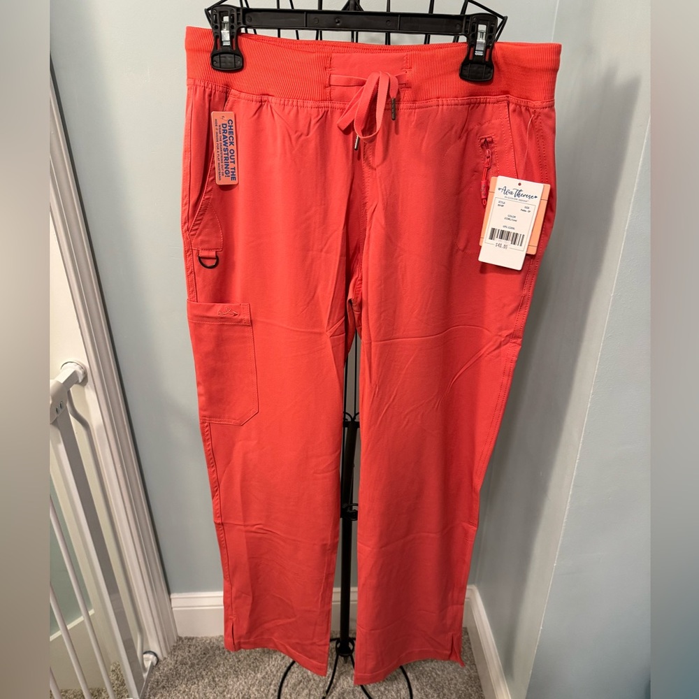NEW Ava Therese Yoga Scrub Pants Coral 3018 Women Ladies Small Petite SP Zavate